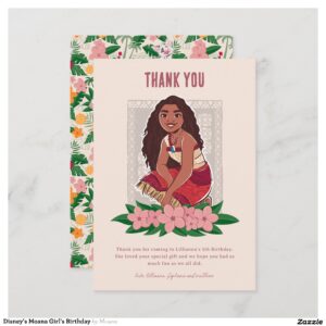 Disney's Moana Girl's Birthday Thank You Card
