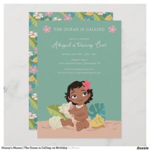 Disney's Moana The Ocean is Calling 1st Birthday Invitation