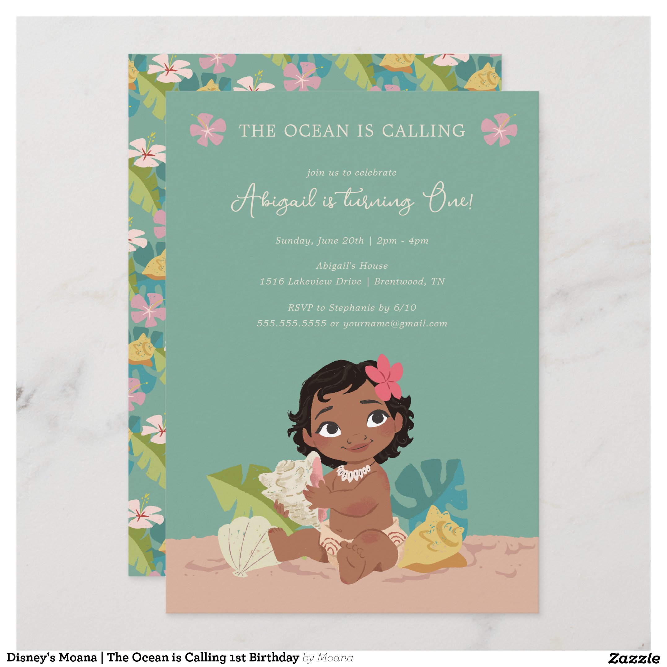 Disney's Moana The Ocean is Calling 1st Birthday Invitation