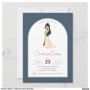 Disney's Mulan Polka Dot Girl's Birthday Invitation