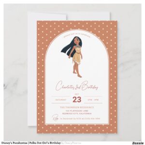 Disney's Pocahontas Polka Dot Girl's Birthday Invitation