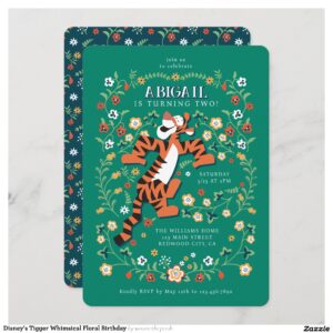 Disney's Tigger Whimsical Floral Birthday Invitation