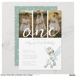Disney's Tinker Bell 1st Birthday Photo Collage Invitation