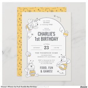 Disney's Winnie the Pooh Bumble Bee Birthday Invitation
