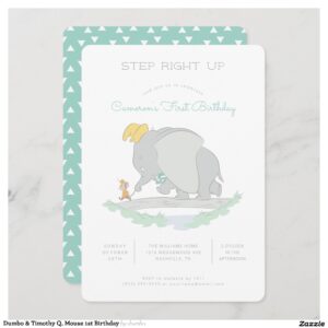 Dumbo & Timothy Q. Mouse 1st Birthday Invitation