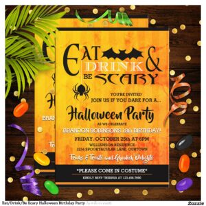 Eat/Drink/Be Scary Halloween Birthday Party Invitation