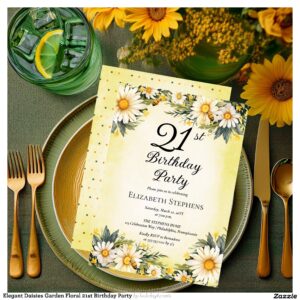 Elegant Daisies Garden Floral 21st Birthday Party Invitation