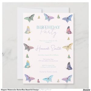 Elegant Watercolor Butterflies Beautiful Design Invitation