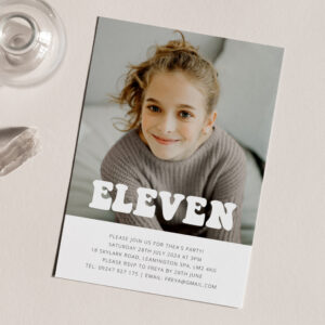 Eleven - Groovy Photo Birthday Invitation