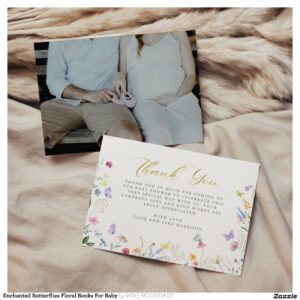 Enchanted Butterflies Floral Books For Baby Thank You Card