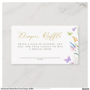 Enchanted Butterflies Floral Diaper Raffle Enclosure Card