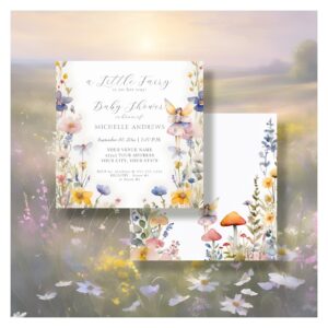Enchanted Fairy Mushroom Floral Girl Baby Shower Invitation