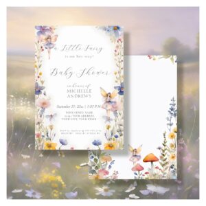 Enchanted Fairy Wildflower Pink Girl Baby Shower Invitation