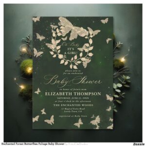 Enchanted Forest Butterflies Foliage Baby Shower Invitation