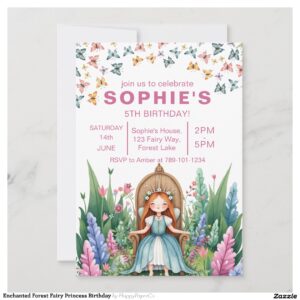 Enchanted Forest Fairy Princess Birthday Invitation