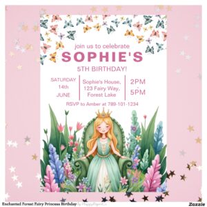 Enchanted Forest Fairy Princess Birthday Invitation