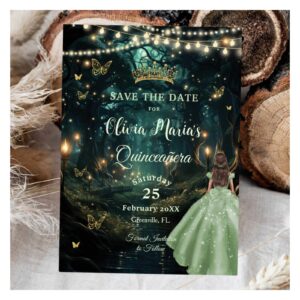 Enchanted Forest Sage Green Dress Quincea?era 16 Save The Date