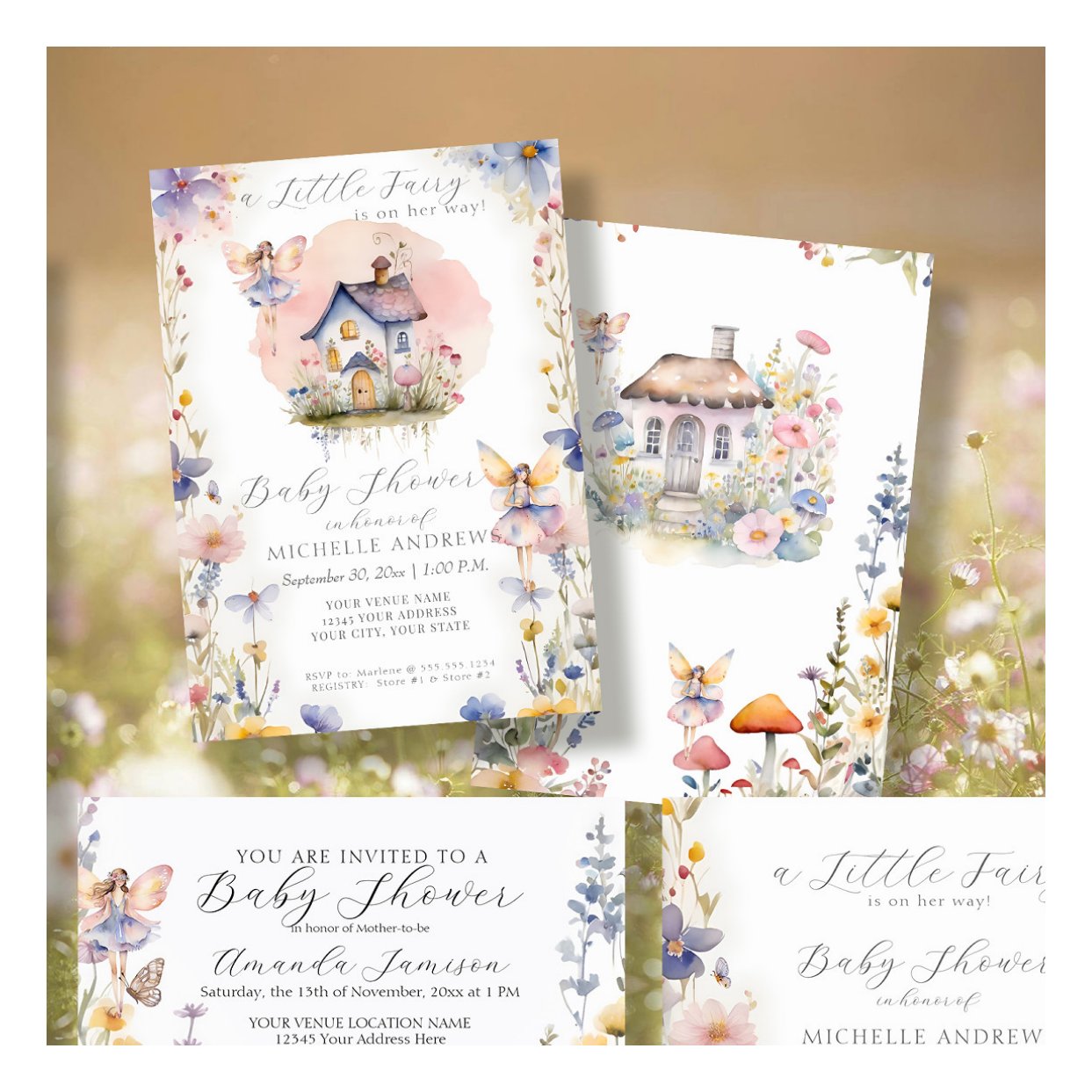 Enchanted Little Fairy on the Way Pink Girl Baby Invitation
