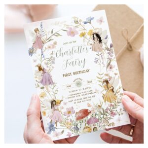 Fairies Wildflower Meadow Flowers 1st Birthday Invitation