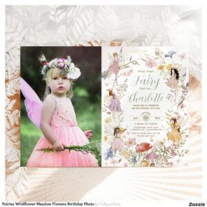 Fairies Wildflower Meadow Flowers Birthday Photo Invitation