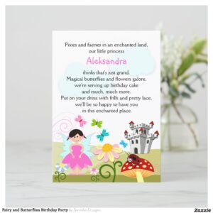 Fairy and Butterflies Birthday Party Invitation