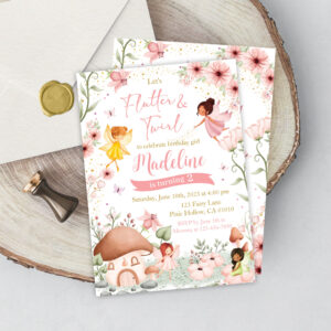 Fairy Birthday Invitation Girl Magical Garden