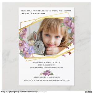 Fairy DIY photo pretty orchid frame butterfly Invitation