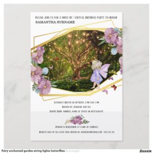 Fairy enchanted garden string lights butterflies invitation