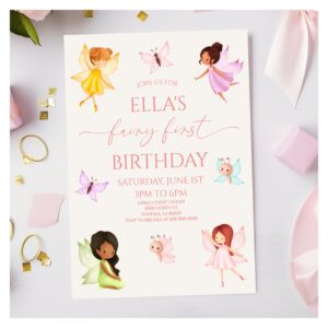 Fairy First Enchanted Fairies 1st Birthday Party Invitation
