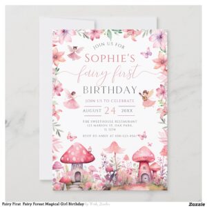Fairy First Fairy Forest Magical Girl Birthday Invitation
