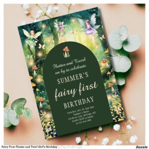 Fairy First Flutter and Twirl Girl's Birthday Invitation
