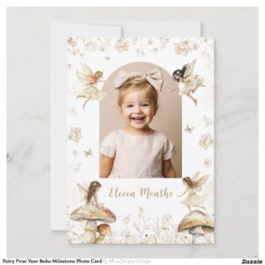 Fairy First Year Boho Milestone Photo Card