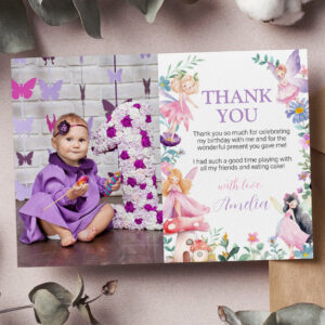 Fairy Girl Birthday Photo Thank You Card