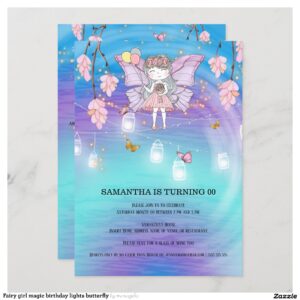 Fairy girl magic birthday lights butterfly invitation