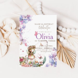 Fairy Princess Flower Garden Girls Birthday Party Invitation