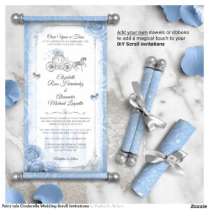 Fairy tale Cinderella Wedding Scroll Invitations
