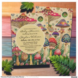Fairytale Mushrooms Baby Shower Invitation