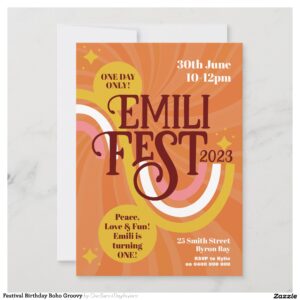 Festival Birthday Boho Groovy Invitation
