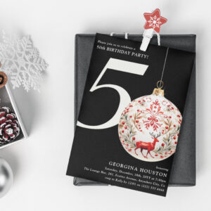 Festive Christmas Bauble 50th Birthday Party Invitation