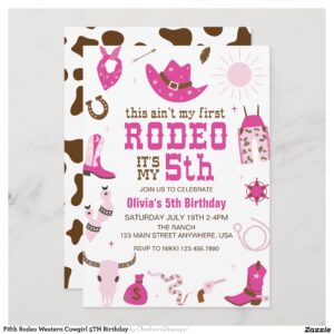Fifth Rodeo Western Cowgirl 5TH Birthday Invitation