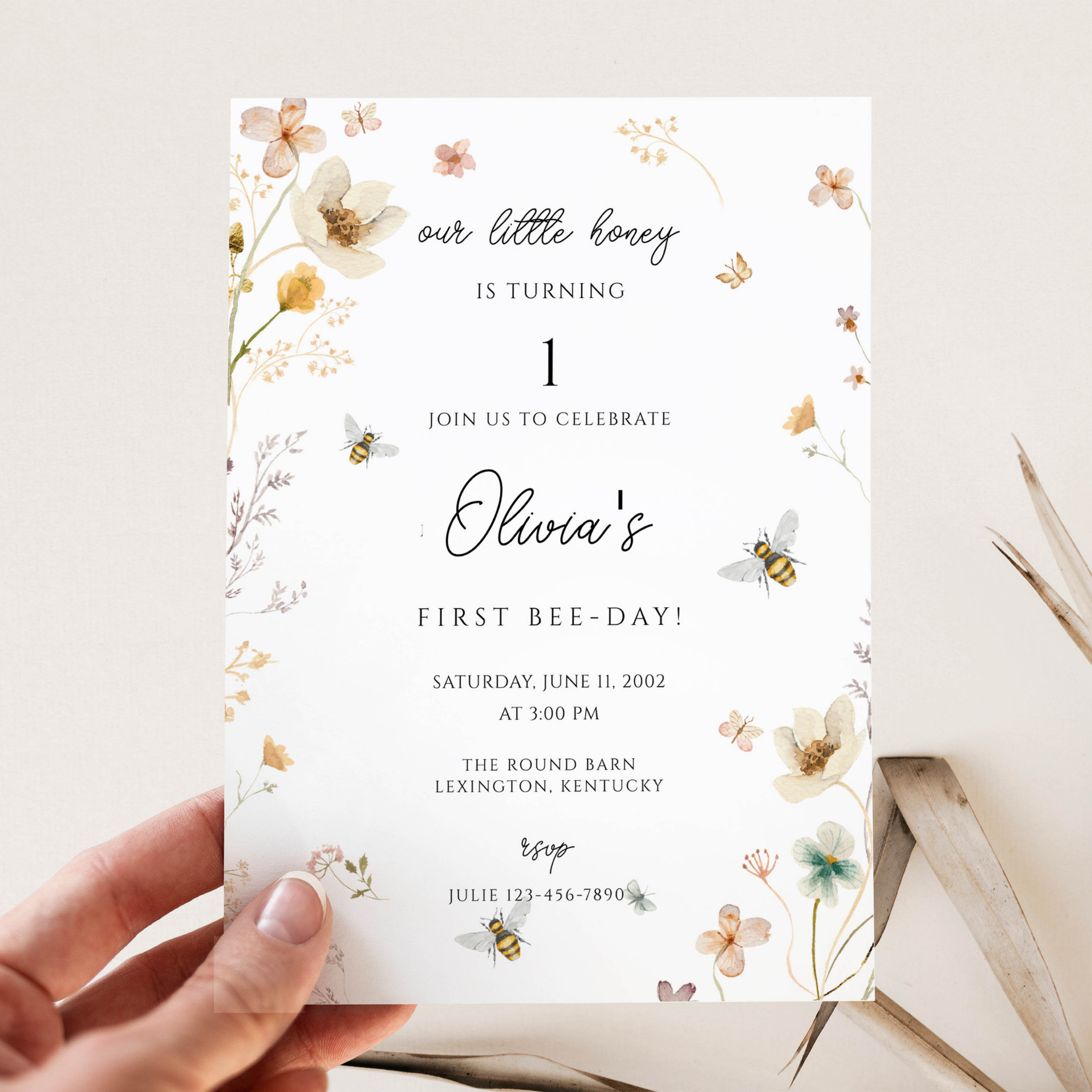 first Bee Birthday, our little honey is one Invitation