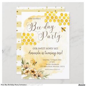 First Bee Birthday Party Invitation
