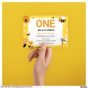 first bee day 1st birthday party Invitation