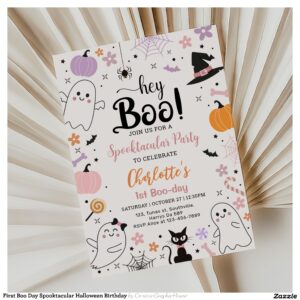 First Boo Day Spooktacular Halloween Birthday Invitation