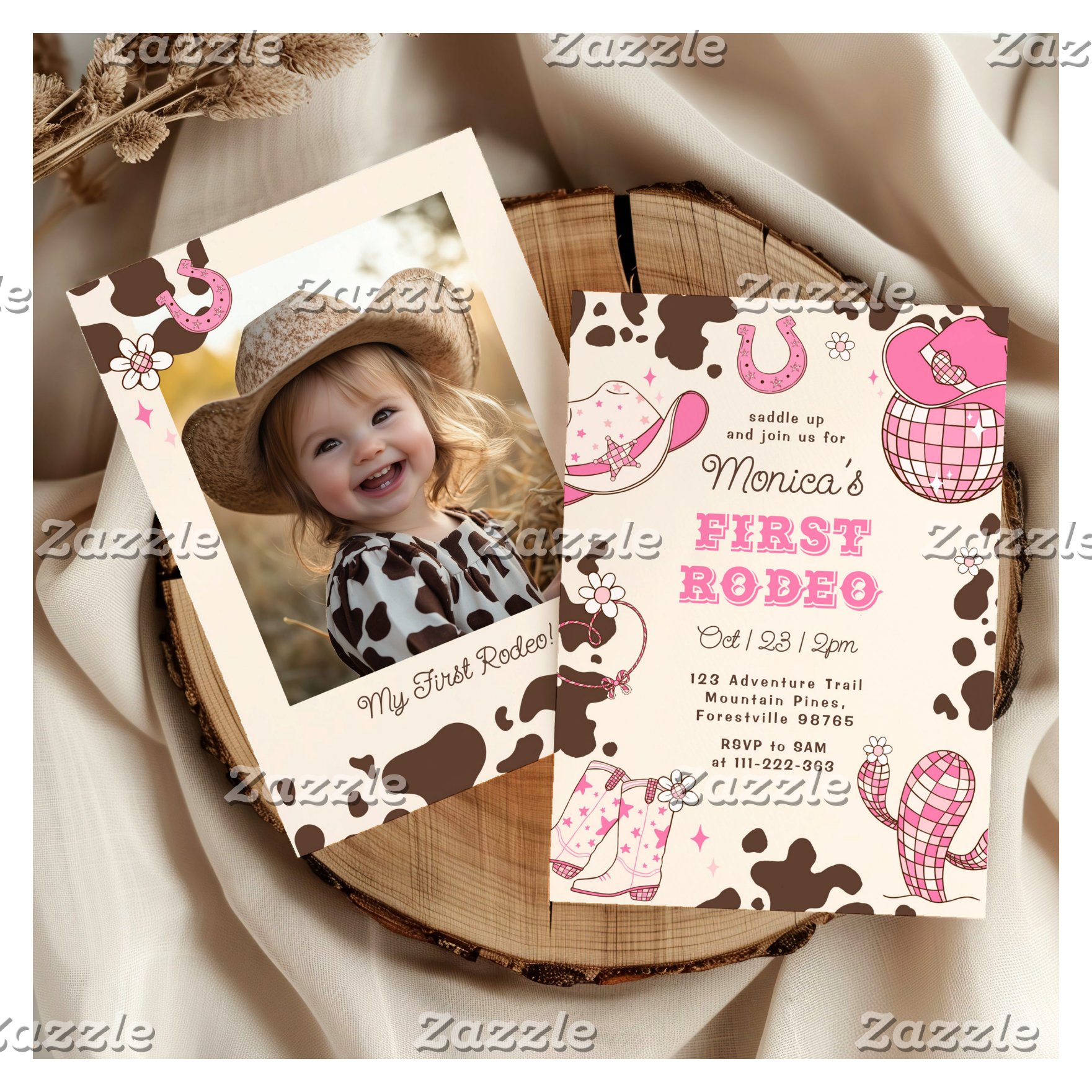 First rodeo 1st birthday wild one girl photo invitation