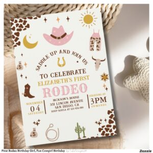 First Rodeo Birthday Girl, Fun Cowgirl Birthday Invitation