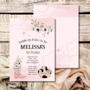 First Rodeo Birthday Girl Rustic Cowgirl Theme Invitation