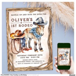 First RODEO Boy Cowboy 1st Birthday Invitation