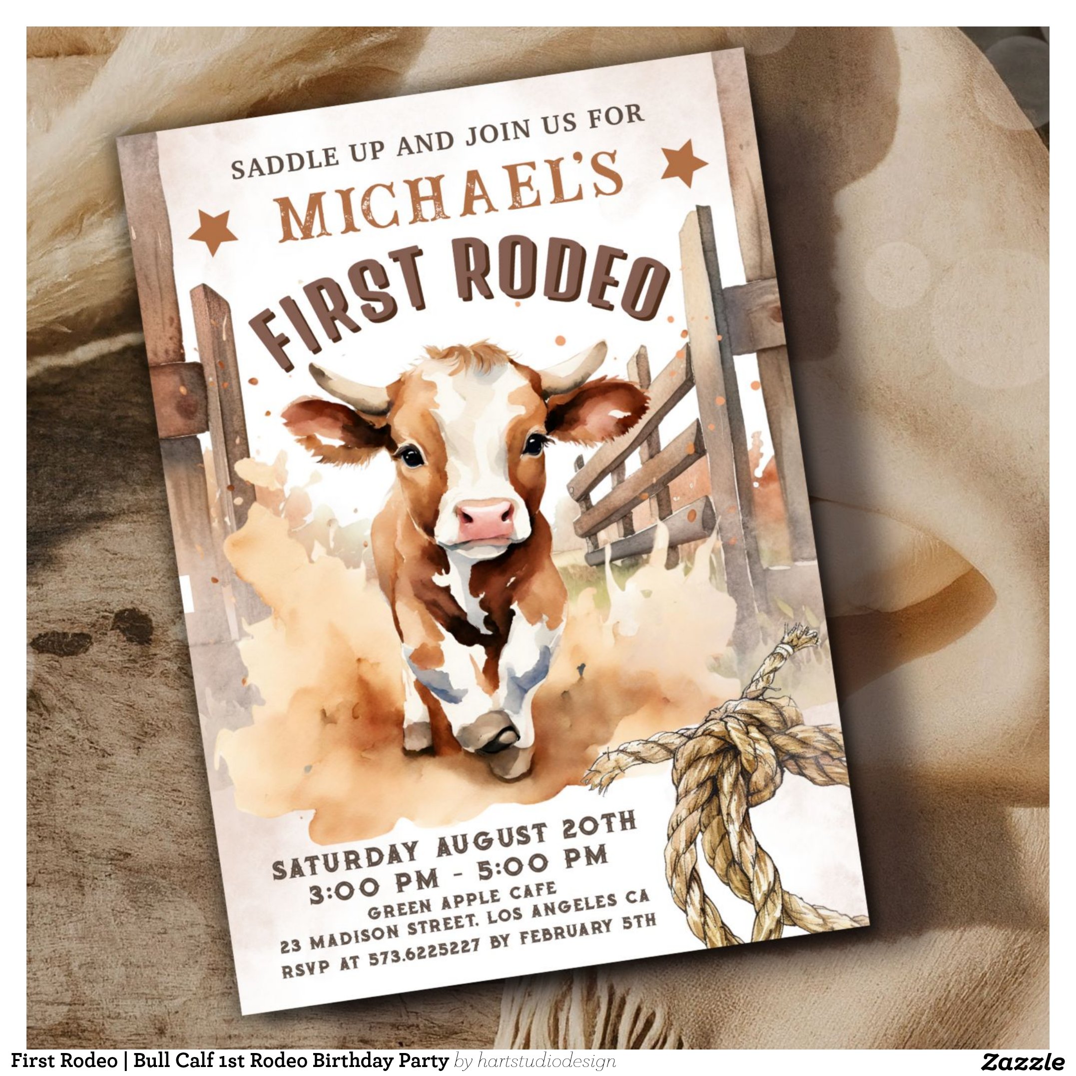 First Rodeo Bull Calf 1st Rodeo Birthday Party Invitation