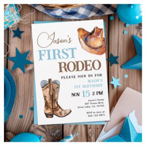 First Rodeo Cowboy 1st Birthday Invitation